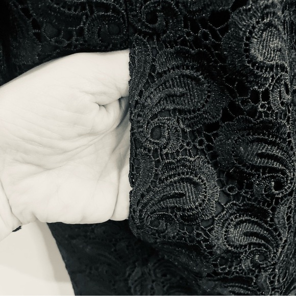 TALBOTS Sz 12 P Brocade Venice Lace Paisley Pattern Knee Length Overcoat Jacket - Picture 4 of 13